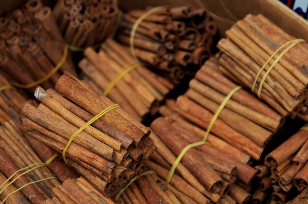Blocks of cinnamon sticks.