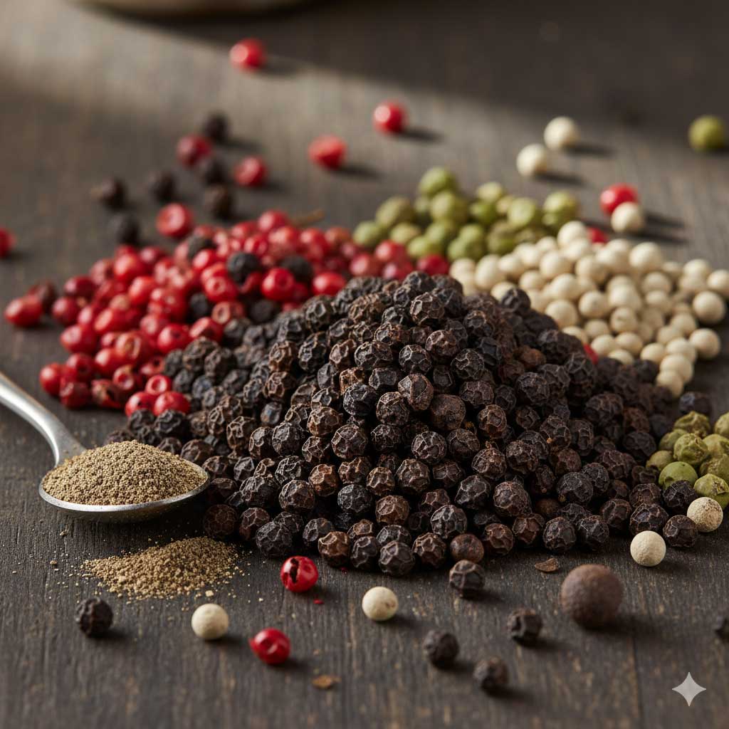 many different colored pepper seeds