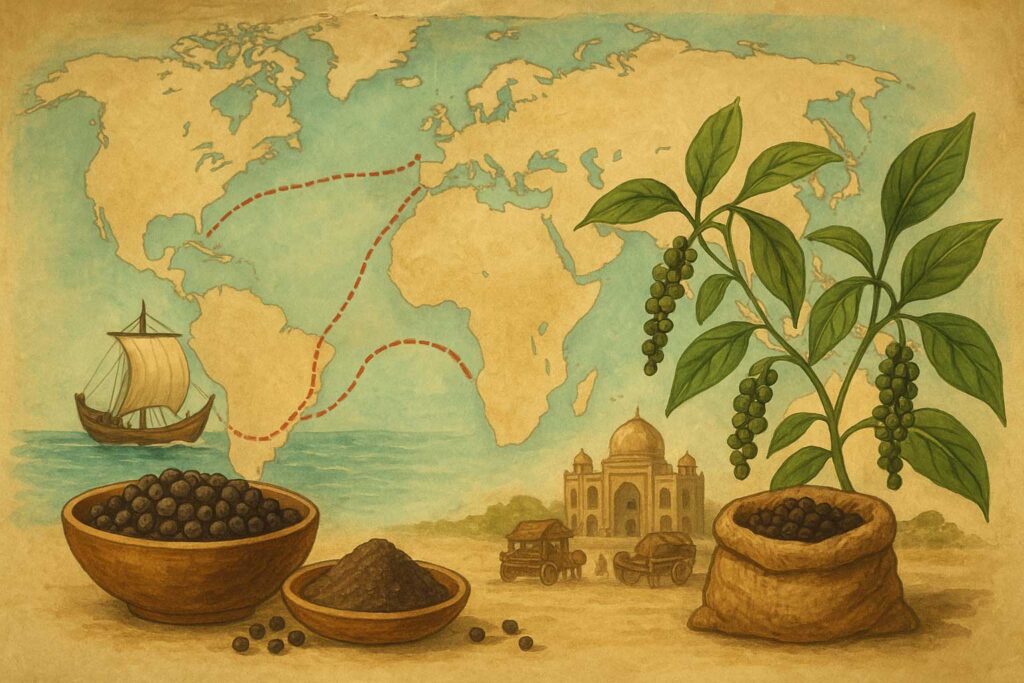 black pepper history a map that depict the supposed journey of black pepper
